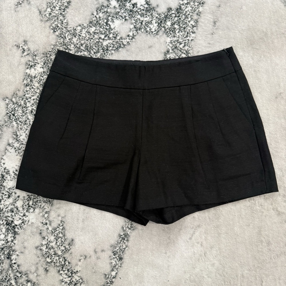 J Crew Womens Size 6 Black Linen Blend Dress Shorts Side Zip Tailored Casual